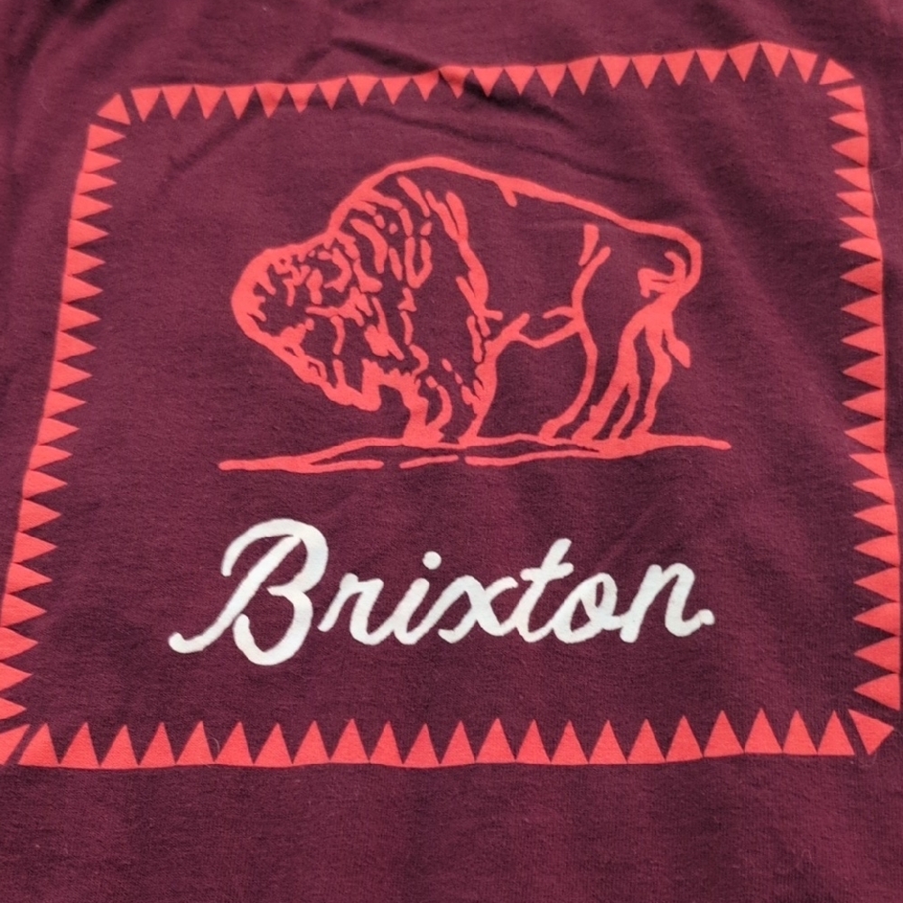 Brixton Men's Burgundy Tee with Buffalo Design